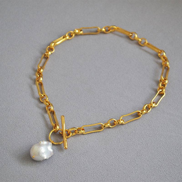 Luxury Baroque Pearls Chain Necklace - Zafari Studio Jewelry